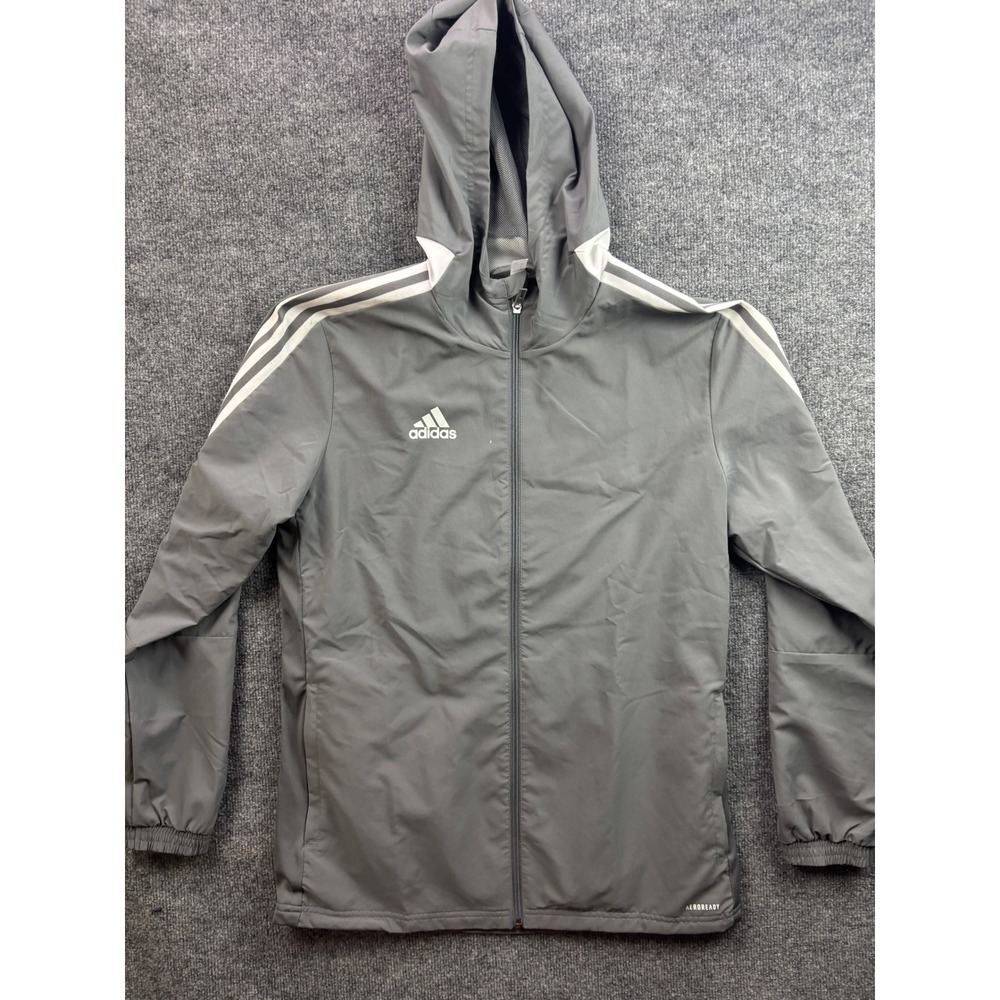 Adidas Tiro21 Windbreaker Jacket Mens Medium Aeroready Full Zip Hooded 3-Stripe